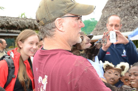 Dr. Louis with newly found male Aye-aye, Zeppelin